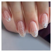 Kunstnägel 24 Stück Glitzer Nude Oval Gel Nagelkleber Shimme 1 St