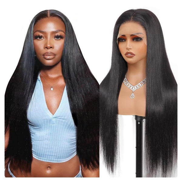 Perücke Echthaar 200Dichte 70 cm 13x4 Lace Front Natural Col 1 St