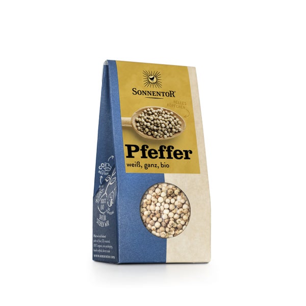 Pfeffer weiß ganz bio 35 g – Milde Schärfe für feine Gerichte