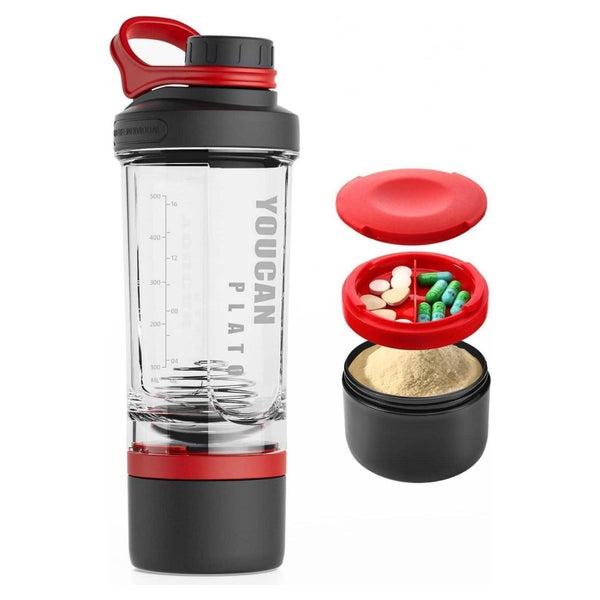 YOUCAN PLATO Protein Shaker Eiweiß Shake Becher 620ML Rot 1 St