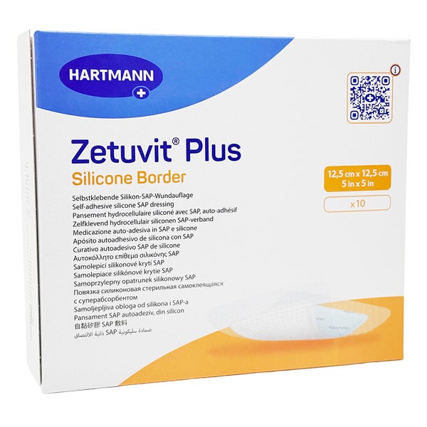 Zetuvit Plus Silicone Border Steril 12,5x12,5 Cm 10 St