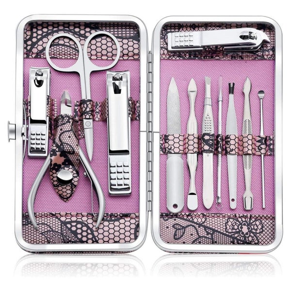 Maniküre Set Nagelknipser Pediküre Kit Edelstahl 12 Stück Ro 1 St