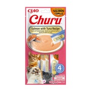 INABA Churu Cat Salmon with Tuna 4x14g cremiges Katzenleckerli mit Lachs- und Thunfischgeschmack 0,056 kg