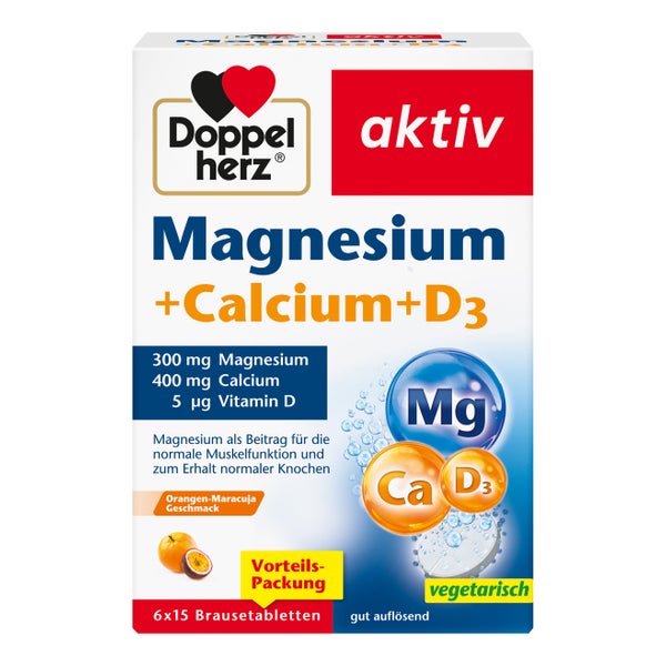 Doppelherz Magnesium+calcium+d3 Brausetabletten 6X15 St