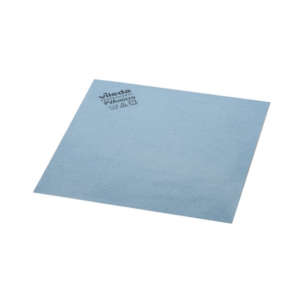 Vileda Professional PVAmicro Spezialtuch – Microfaser & PVA, streifenfrei - 1 Packung = 5 Tücher, blau