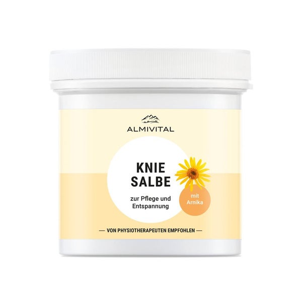 Almivital Kniesalbe mit Arnika, Kampher & Sanddornöl – Pflege und Entlastung für beanspruchte Knie 250 ml