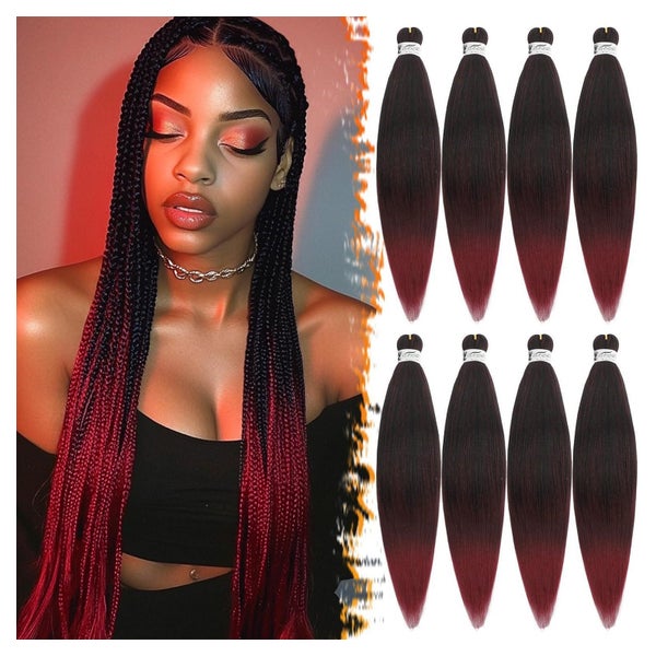 Haarverlängerungen Braids T1B 900# Schwarz Ombre Burgunder 6 1 St
