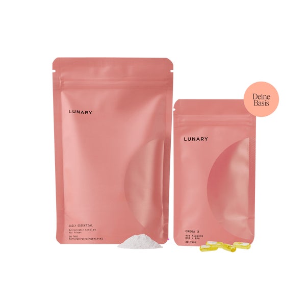 LUNARY Daily Essential - Vitamine, Mineralstoffe und Probiotika für Frauen, inkl. Omega-3, vegan 2x30 St