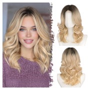 Perücke Schulterlänge Wellen Pony Synthetik Damen Blond Ombr 1 St