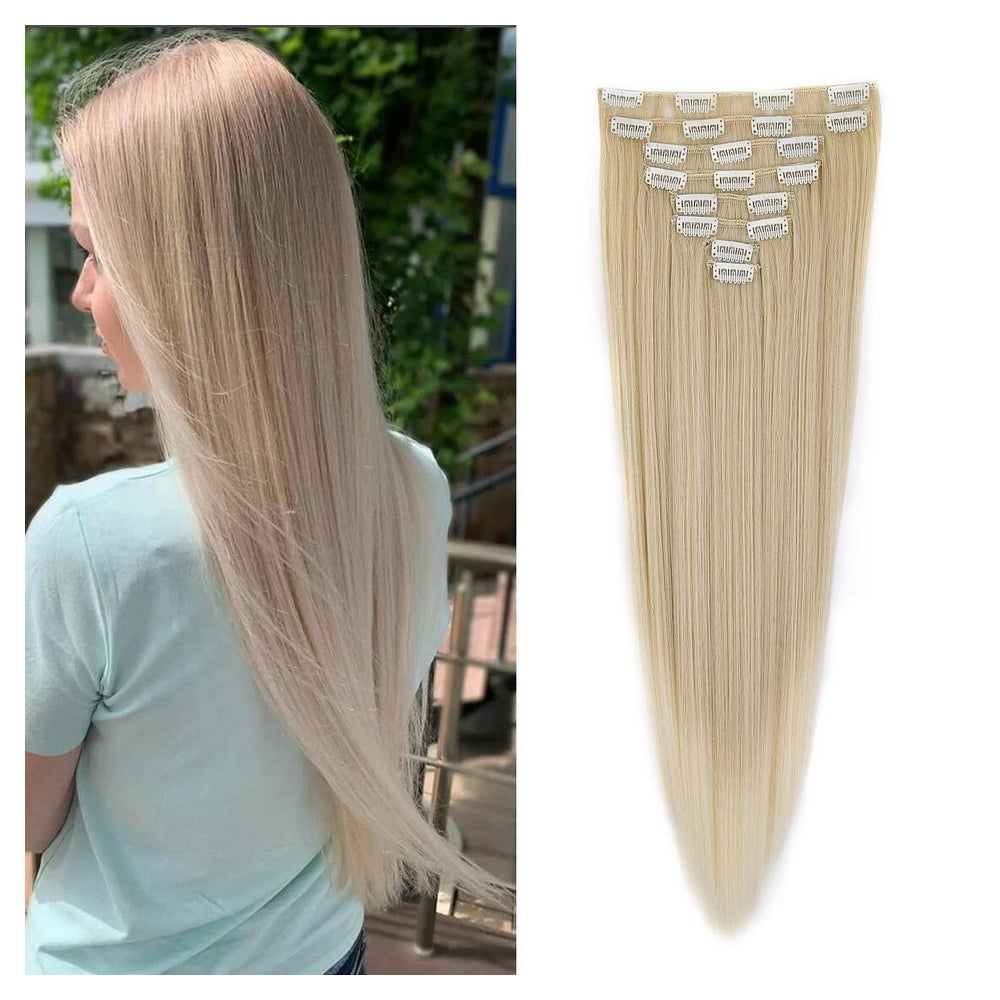 Clip in Extensions Haarverlängerung 60 cm Naturblond Ombre B 1 St