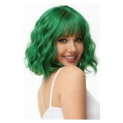 Perücke Bob Damen Schulterlänge Locken Pony Grün Natürliches 1 St