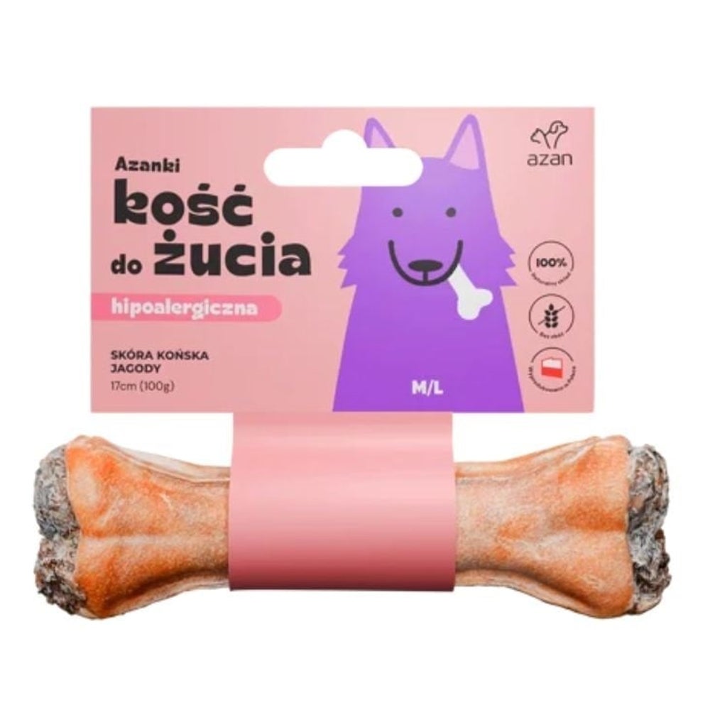 AZANKI Knochen Pferdehaut für Hunde  M/L 17cm 0,1 kg