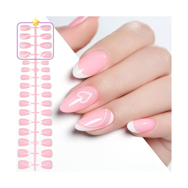 Press On Nägel Gel Kurze Mandel X French 160pcs 12 Größen I 1 St