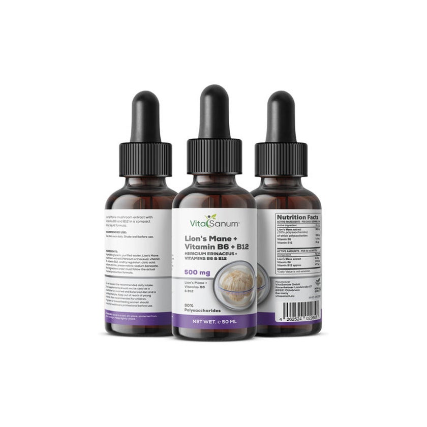 VitaSanum® Lion's Mane + Vitamin B6 + B12 Liquid – 3 ml Tagesportion ...