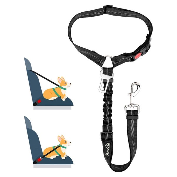 SlowTon Hundegurt Auto 2-in-1 Kopfstütze Anschnallgurt Schwa 1 St