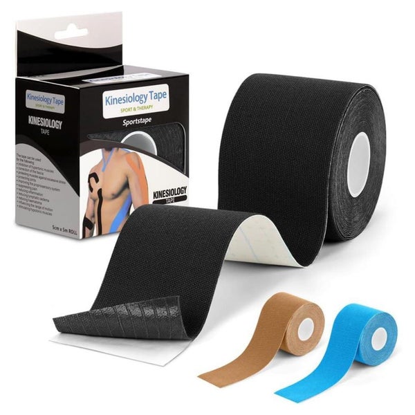 Kinesiologie Tape Schwarz 5cm x 5m Wasserfest elastisch für 1 St