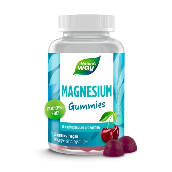 Zuckerfreie Magnesium Gummibärchen für Erwachsene & Kinder I 180 mg Magnesiumcitrat I Kirsch-Gesc... 60 St