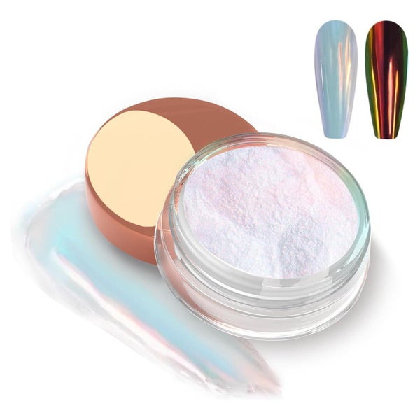Chromepulver Weiß Perle Pigment Nägel White with Iridescent 1 St