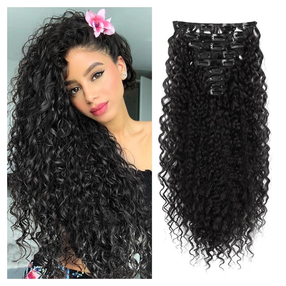 Haarverlängerungen Clip in Locken 9PCS 22 Inch Schwarz 56 CM 1 St