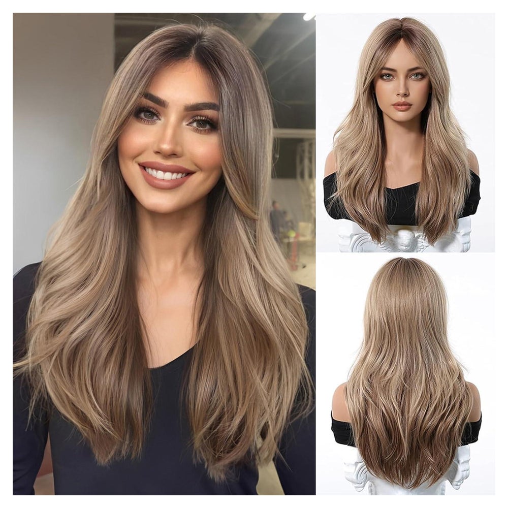 Perücke Gerade Ombre Blond Vorhangpony Synthetikhaar Ombre A 1 St