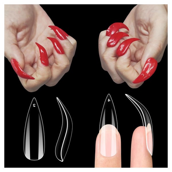 Nail Tips Curved Stiletto Deep Curve Gel 120 eagle claw full 1 St