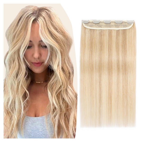 TESS Clip in Extensions Echthaar Blond Balayage 40 cm, 45g, 5 Clips, Remy