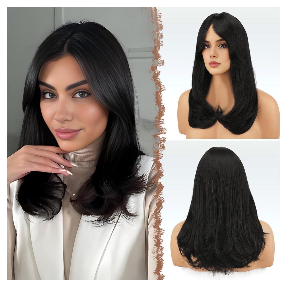 Perücke Damen lang Pony 45cm Synthetik Standard - Natürlich 1 St