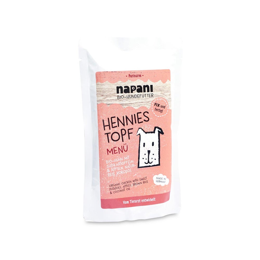 Bio Menü für Hunde Hennies Topf mit Huhn und Naturreis 150 g