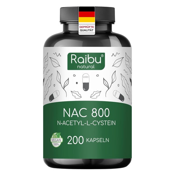 NAC Kapseln 800 mg pro Kapsel Hochdosiert - RAIBU 200 St