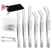 6-teiliges Edelstahl Pinzetten Set mit Tasche, Profi Pinzett 1 St