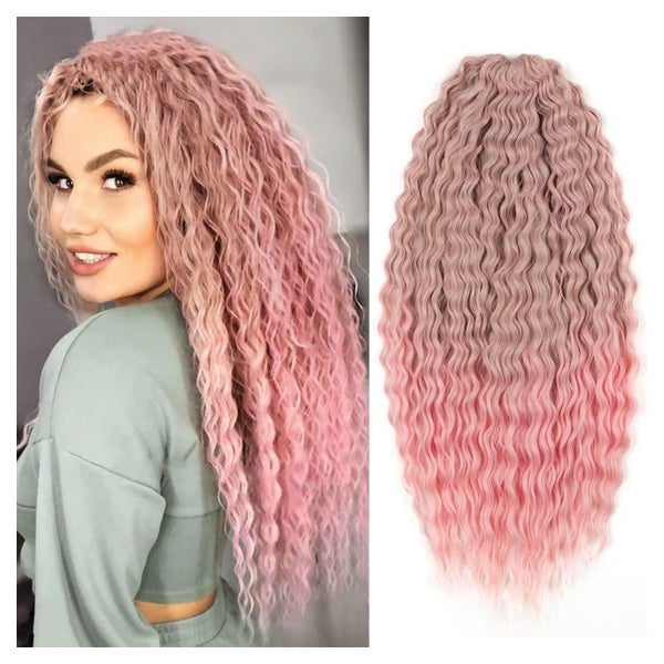 YEESHEDO 3 Packungen 22 Zoll Rosa Häkelzöpfe Haar, Ocean Wave Crochet Hair Curly