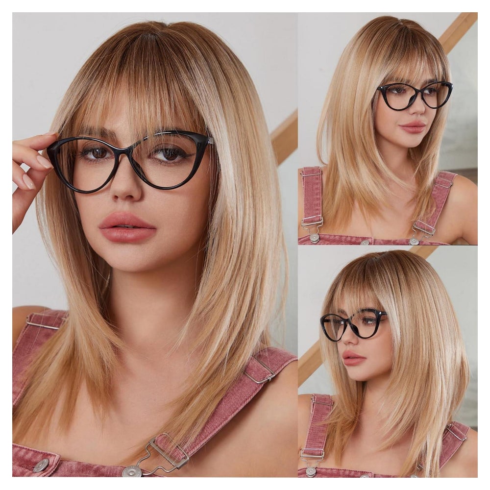 Perücken Fransen Layered Synthetic Frauen Blond 1 St