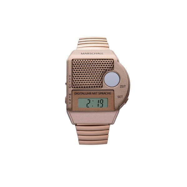 Digitale Armbanduhr großer Sprachknopf Metallzugband rose 1 St