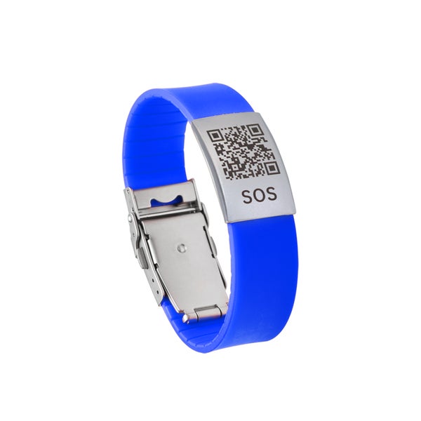 SOS Notfallarmband mit QR-Code aus Silikon Blau 1 St