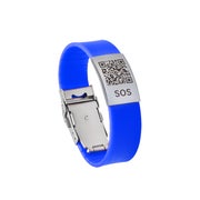 SOS Notfallarmband mit QR-Code aus Silikon Blau 1 St