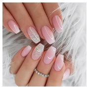 Nagelspitze 24er Press-On selbstklebend Pink Glitzer Quadrat 1 St