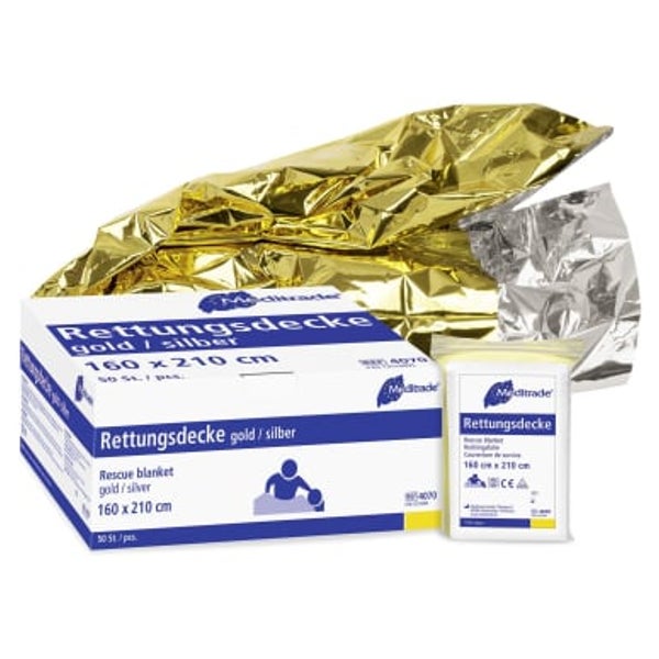 Meditrade Rettungsdecke, 160 x 210 cm, gold/silber - Packung = 50 Stück 1 St