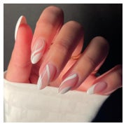 Kunstnägel Gestreift Weiß Mandel Kurz 126white&amp; Striped 1 St