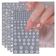 Nagelsticker selbstklebend weiße Blumen 9 Blatt für Nageldes 1 St