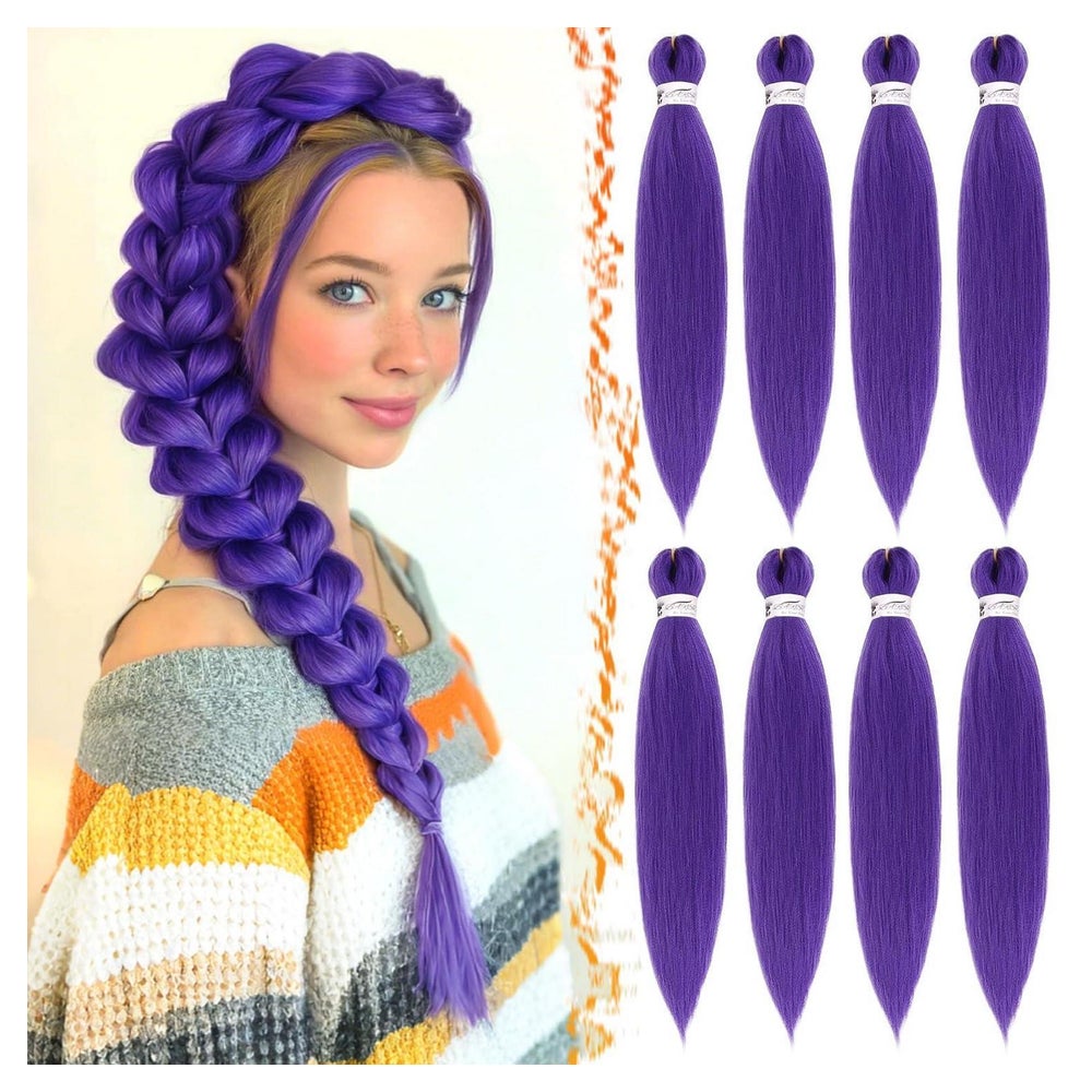 Haarverlängerung PreStretched Crochet Zöpfe 8er Pack Lila 66 1 St