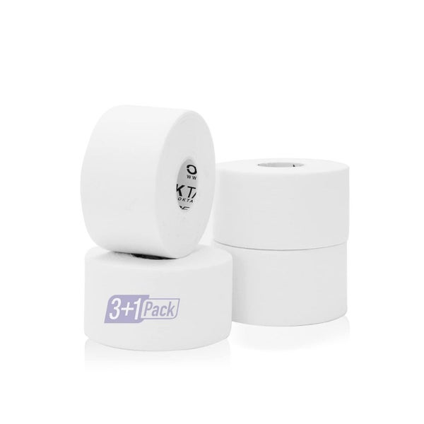 OK TAPE Sporttape 4 Rollen, Weiß, 3,8cm x 13,7m - Elastisch & Hautfreundlich