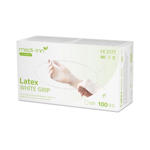 Medi-Inn Latex white grip Einmalhandschuhe puderfrei, Gr. L 1000 St