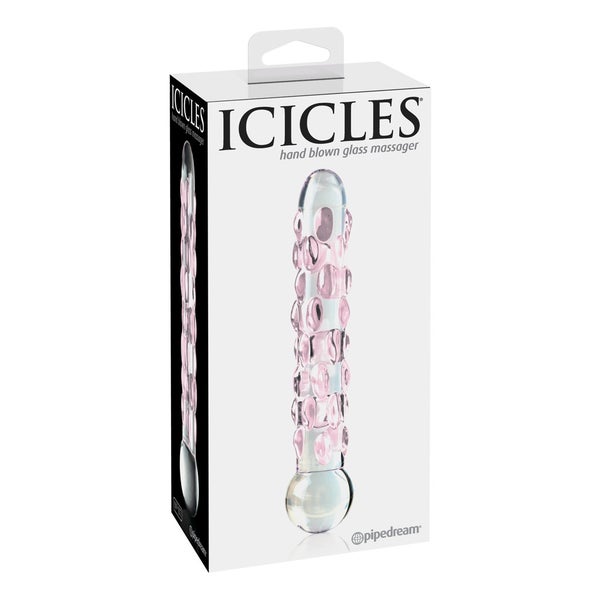 Icicles - Handgefertigter Glasdildo mit Reiznoppen