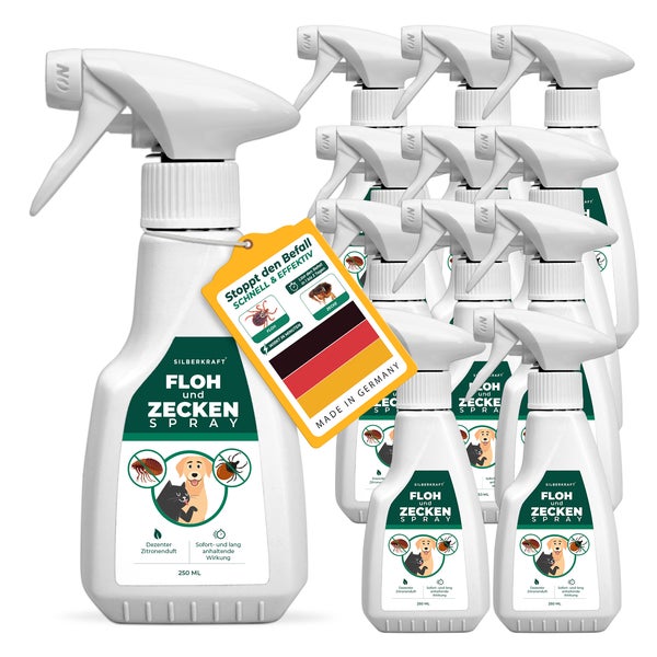 Silberkraft Floh- & Zeckenspray Hunde & Katzen 12 x 250 ml 3000 ml