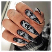 Fingernägel künstliche Stiletto schwarz 3D Schmetterling AHE 1 St