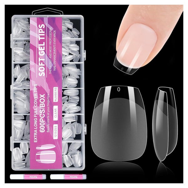 Nagelspitzen 600 Stück Akryl Fullcover vorpoliert Kurze Coff 1 St