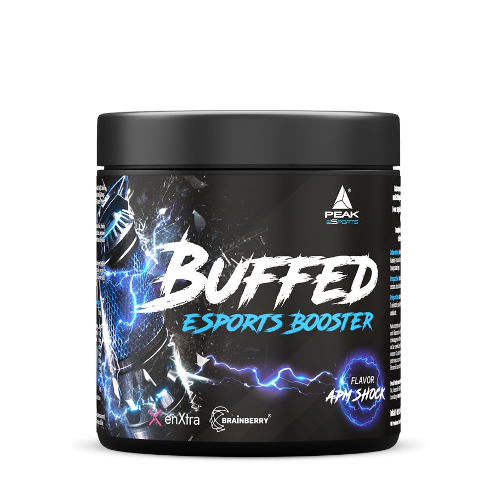 PEAK Buffed eSports Booster - 400g - Geschmack APM Shock I 40 Portionen I für professionelles Gaming I Energie I Fokus I Konzentration I ohne Fett I ohne Zucker 400 g