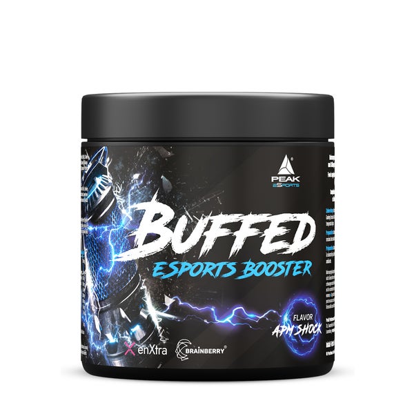PEAK Buffed eSports Booster - 400g - Geschmack APM Shock I 40 Portionen I für professionelles Gaming I Energie I Fokus I Konzentration I ohne Fett I ohne Zucker 400 g