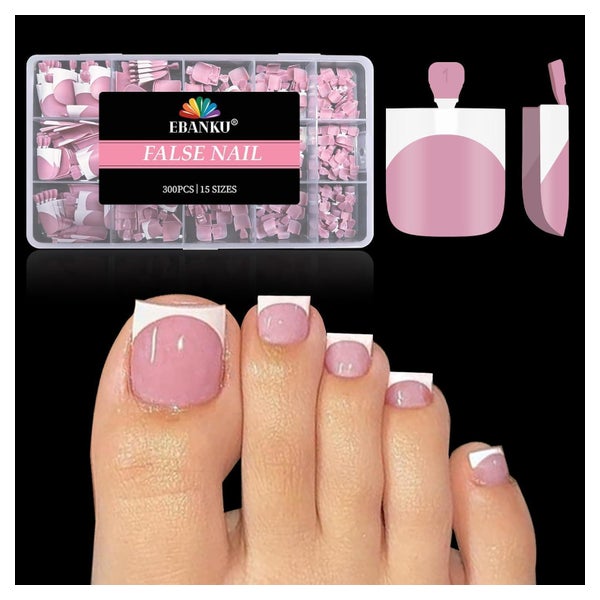 Fußnägel Falsche French PressOn Nails 300PCS 15 Größen Short 1 St