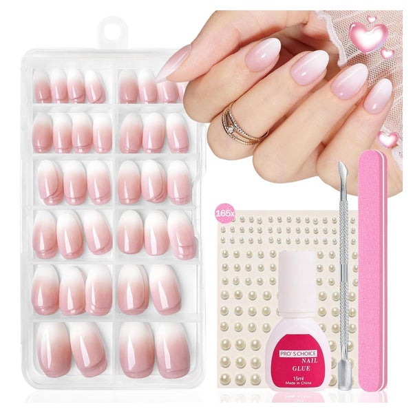 Falsche Nägel Set 120 Französisch Aufkleben Weiß Rosa Baby P 1 St